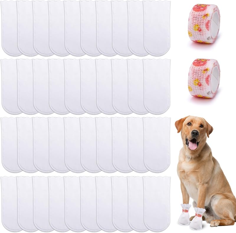 Botas Descartáveis Impermeáveis para Cães ASTIMESA com Faixa Autoadesiva, Tamanho Grande (L), Pacote com 40