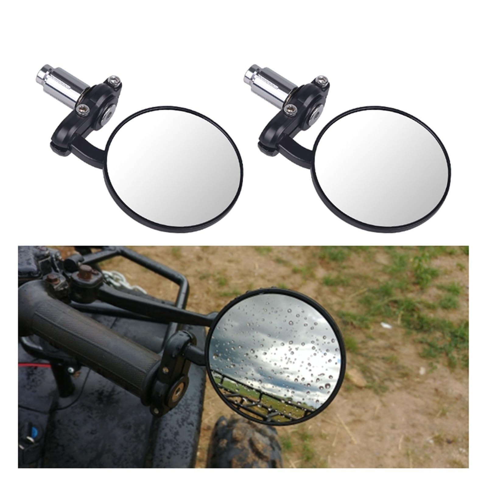 Motocicleta Retrovisores Espejo Retrovisor Para Motocicleta, Espejos Retrovisores Para Motocross, Rotación De 360 ​​grados, Espejo Elíptico Redondo Ajustable, 2 Unids/par Espejos Motocicleta Laterales