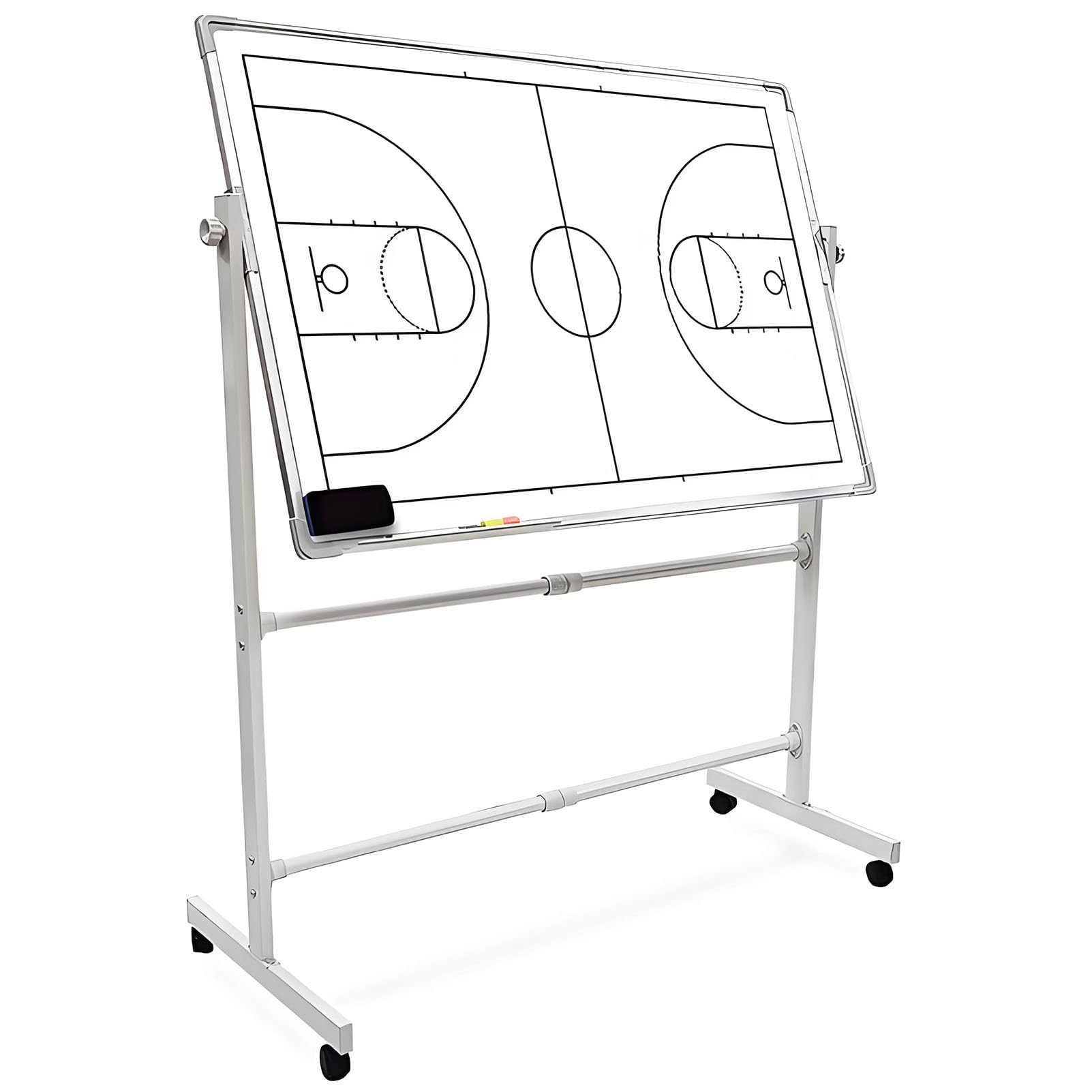 Lavagna bianca a doppia faccia tattica, portatile, per allenatori di calcio e basket, con passo pieno e mezzo, 120 x 90 cm