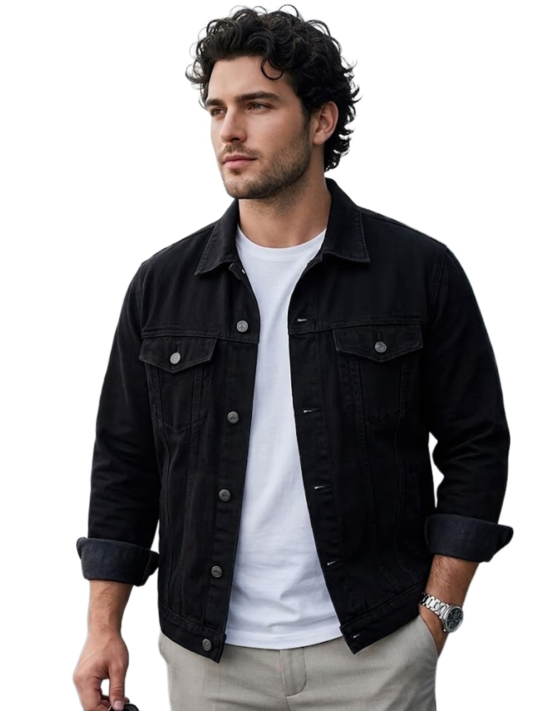 Men's Regular Fit Washed Full Sleeve Denim Jacket-image-8