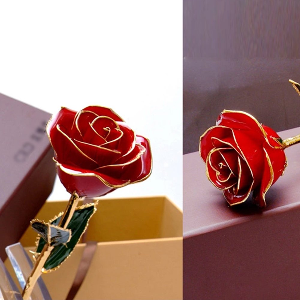 Rose Éternelle Plaqué Or 24 Carats - Fleur Amour Éternel Saint-Valentin Et Cadeau Romantique