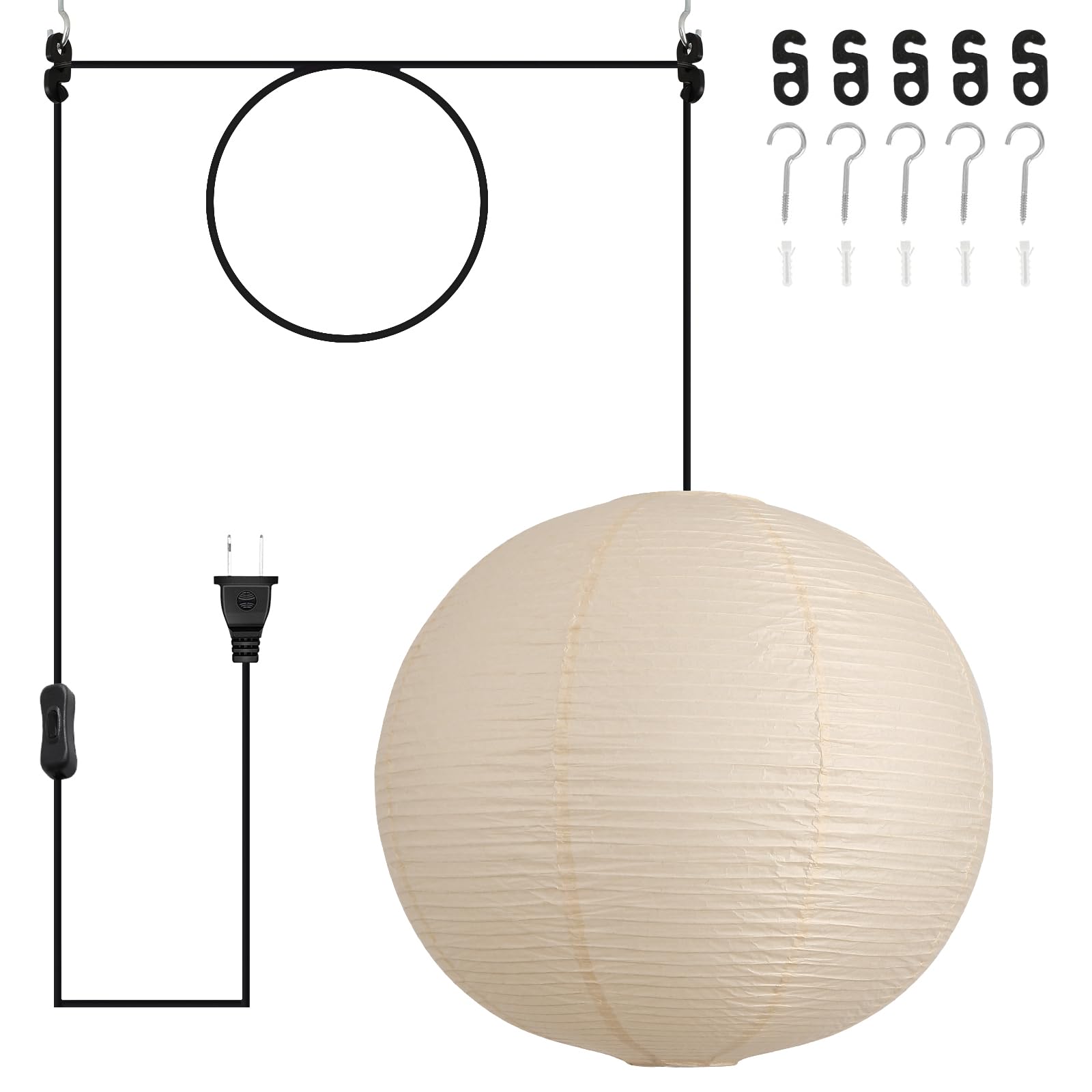 Photo 1 of Fivemengo 20in Paper Lantern Pendant Light