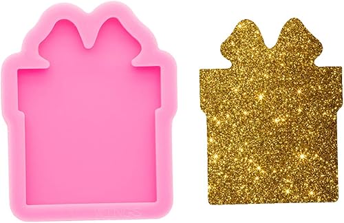 Moldes de silicona estilo caja de Navidad súper brillante, carrete de insignia, molde de silicona epoxi para manualidades, moldes de joyería hechos