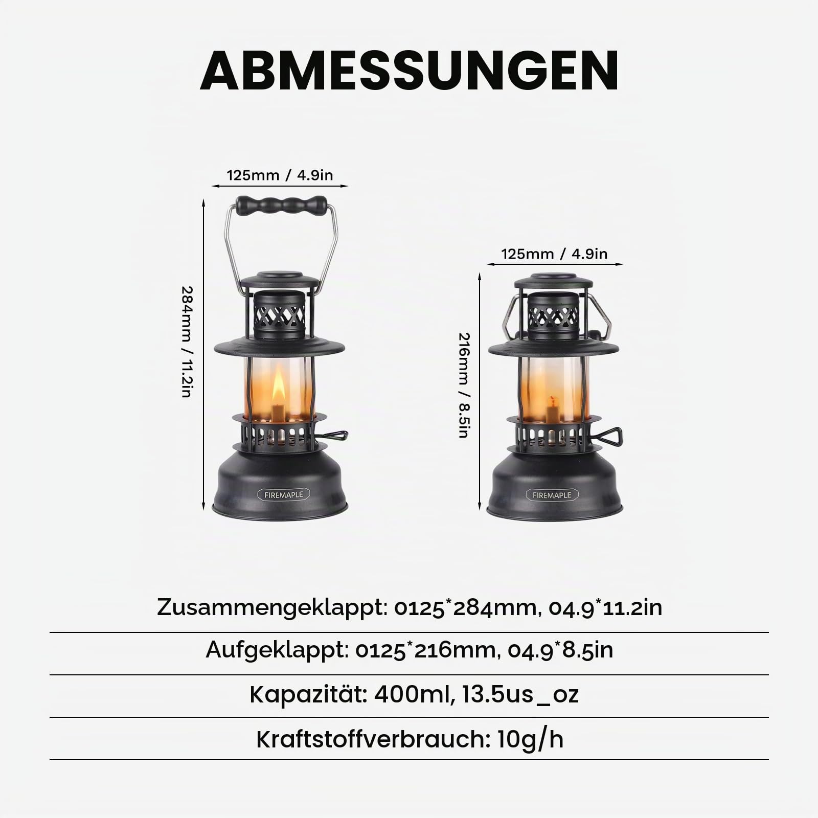 Fire-Maple Vintage Petroleumlampe 400 ml – Retro Camping Laterne aus Metall, tragbare Outdoor Öllampe für Bushcraft, Garten & Notfallbeleuchtung (Petroleum nicht enthalten) | Kaltgewalzter Stahl & Glas, Vintage Ästhetik, Kapazität: 13,5 fl.oz, Gewicht: 50