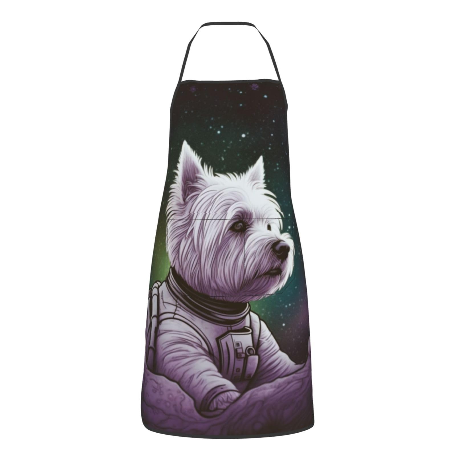 Oudrspo Unisex As Pic Westie Starry Sky Akita Dog Starry Sky Apron Adjustable Bib Waterdrop Resistant With 2 Pockets Cooking Aprons For Women & Men