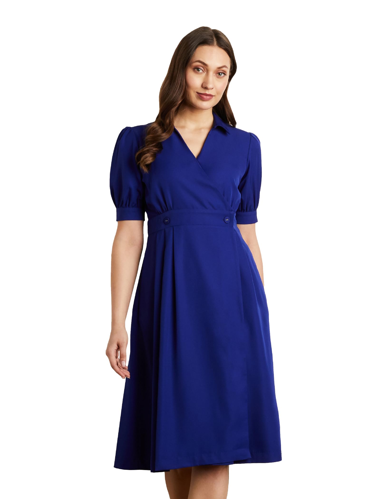 Women's Desk-to-Dinner' Fit & Flare Wrap Dress (Midi Length | Stylish) (Available in Plus Sizes)