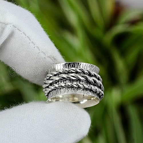 Miniatura 4 de Spinner Silver Ring, 925 Silver Jewelry For Women, Statement Ring Silver, Spinner Band Rings, Bohemian Silver Ring, Minimalist Spinner Ring, Dainty