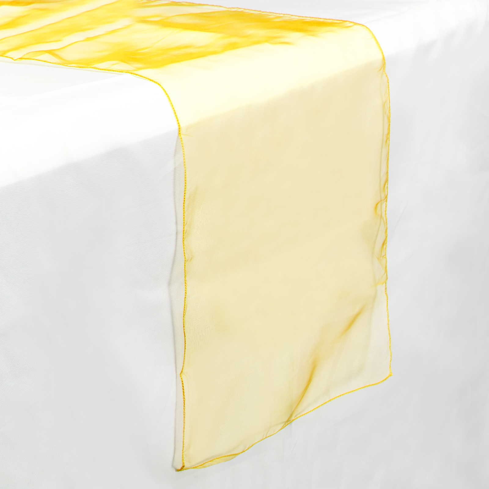 Lann's Linens - 5 Organza 14" x 108" Dining Room Table Runners for Wedding, Reception or Party (Multiple Colors) Gold O-RUN-GOLD.5