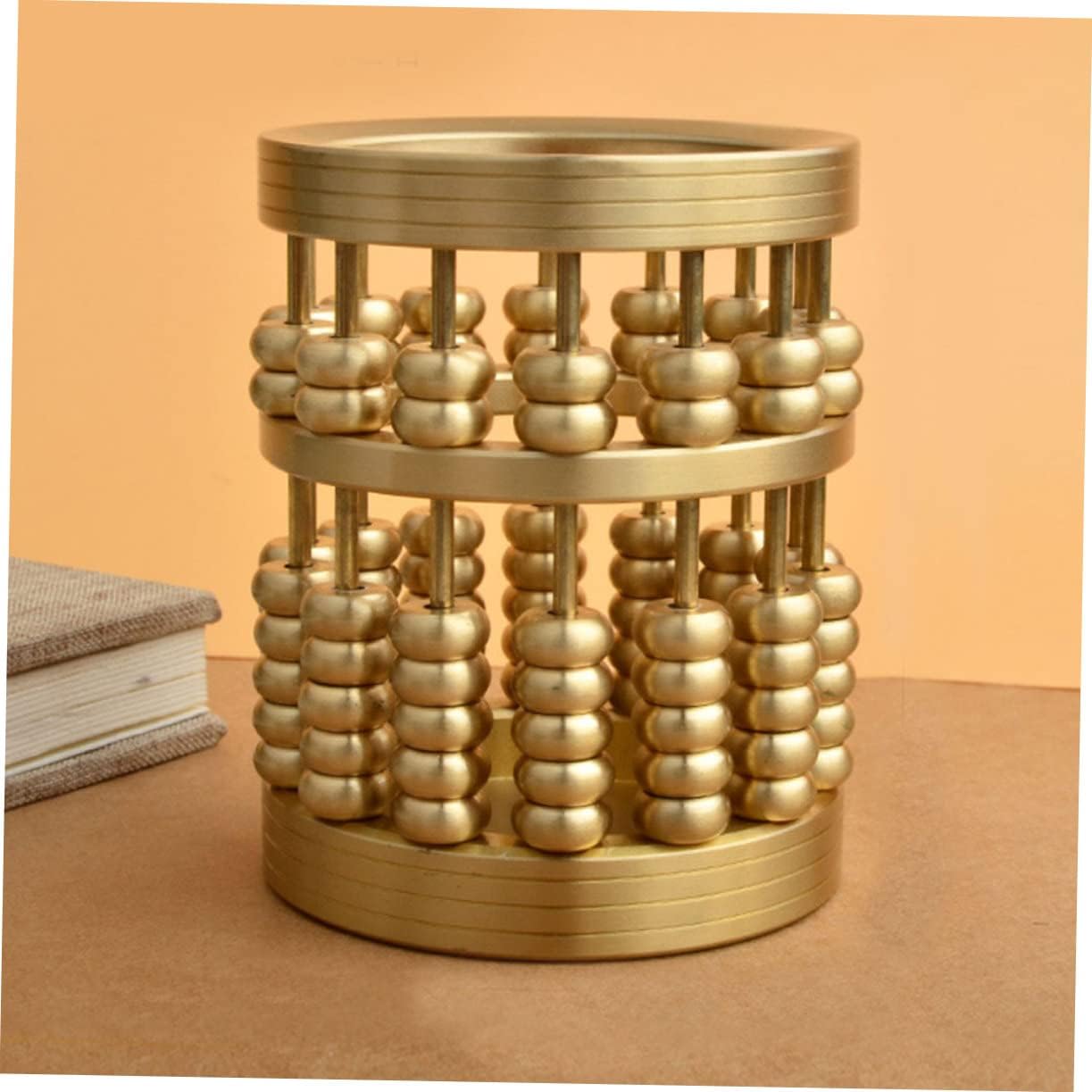 Wooden Pencil Mini Pencils Mini Charger Brass Holder Brass Abacus Gold Cup Abacus Shaped Decor Cup Holder Pen Holder Desk Storage Rack Crafts