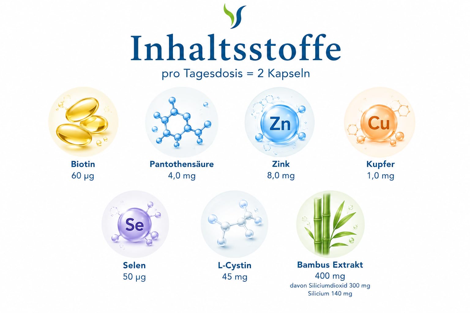HAUT HAARE NÄGEL - 90 vegane Kapseln – mit Zink, Biotin & Bambus-Extrakt – glutenfrei & laktosefrei