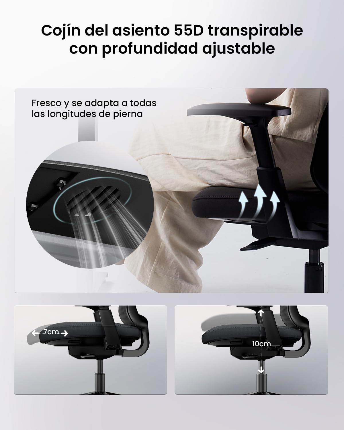 ProtoArc Silla Ergonomica Escritorio Espalda Alta en Malla Nylon, Inclinación Peso-Adaptativa, Asiento Transpirable, Brazos Regulables, Bloqueo Inclinación (Flexer - Negro)