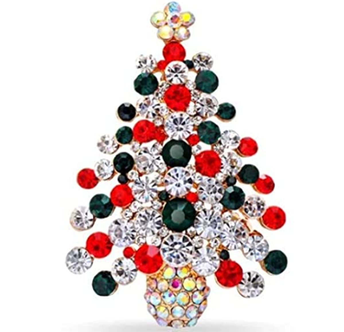 EONYUANGUO Christmas Brooch Pins, 1Pack Christmas Brooch Pin Rhinestone Crystal Cute Christmas Pins for Christmas Decorations (Christmas tree A)