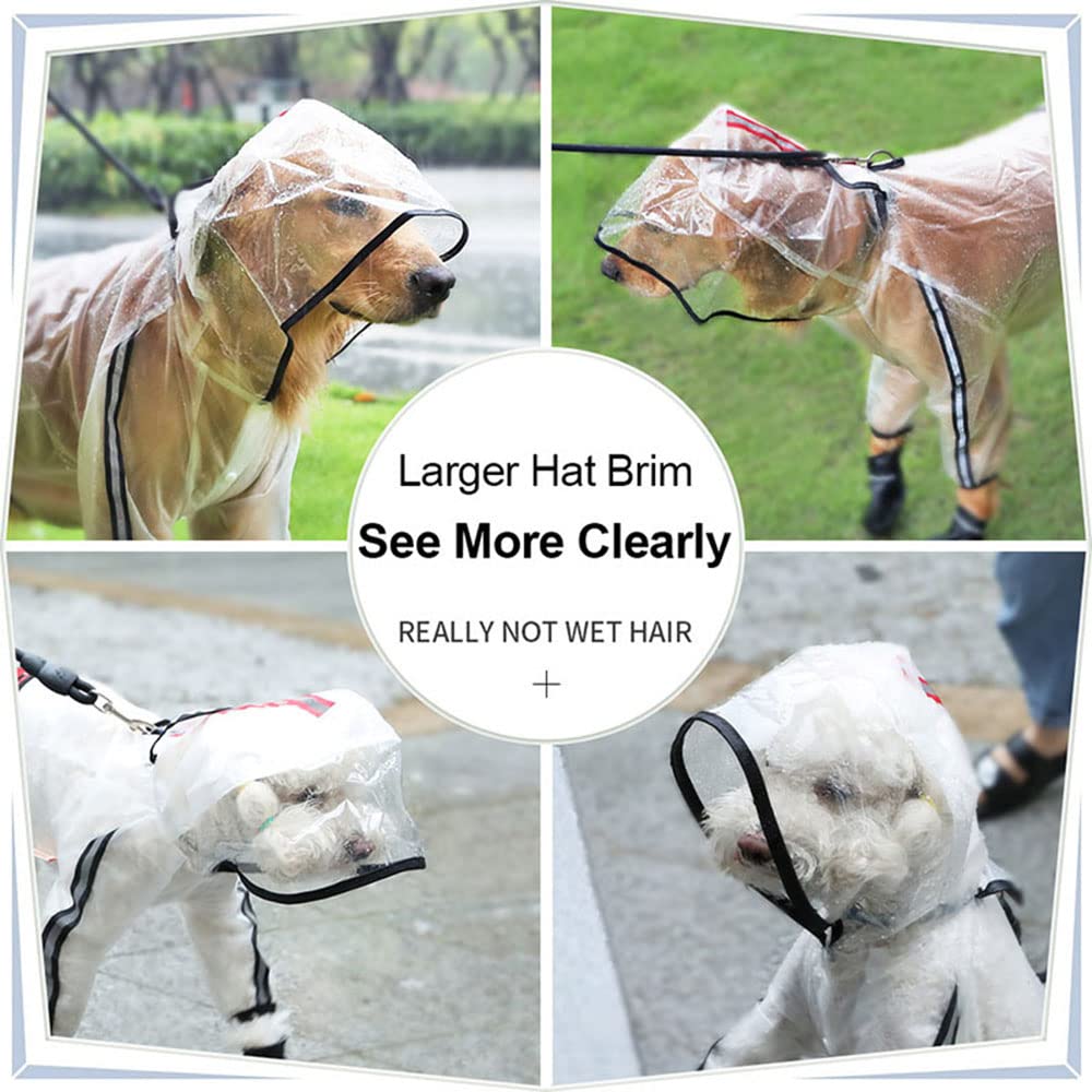 Impermeable para Perros, Impermeable for Mascotas, Cachorro de Cuatro Patas, con Capucha, Transparente, Impermeable, Ropa for Perros Grandes, for Animales(3XL)