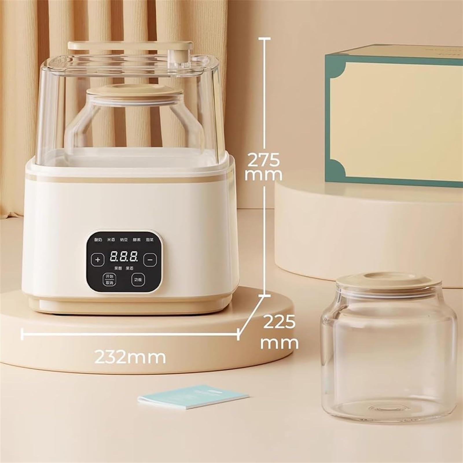 Automatyczna maszyna do jogurtu, wielofunkcyjna mini maszyna do jogurtu, domowa maszyna do fermentacji wina ryżowego Natto ze słoikami,sterowanie za pomocą ekranu dotykowego LCD,regulowana temperatura