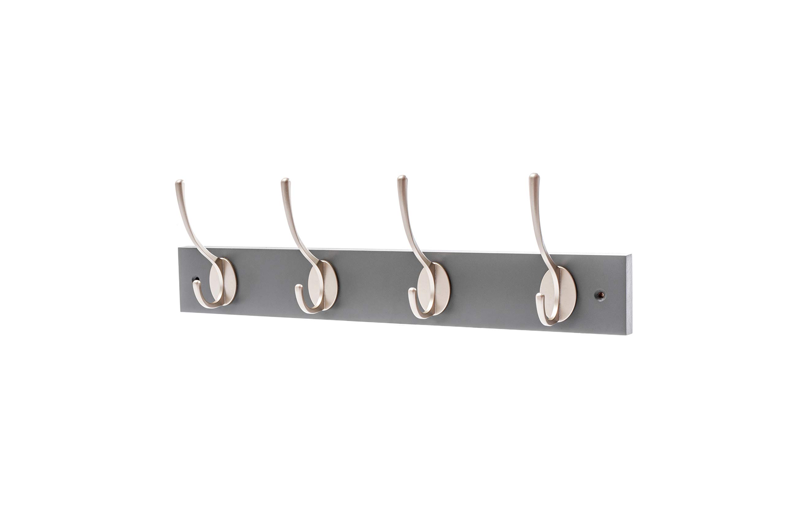 Buy keypak Victorian 4 Wall Wooden Coat Rack, MDF, Satin Silver Hooks
