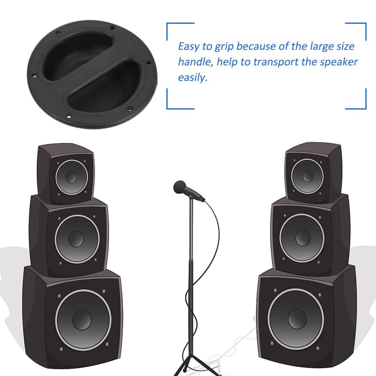 8 pièces Poignée Encastrée pour Enceinte Abs Noir Poignée Robuste pour Haut-parleurs et Caissons de Basse Design Simple et Résistant pour Transport Sécurisé
