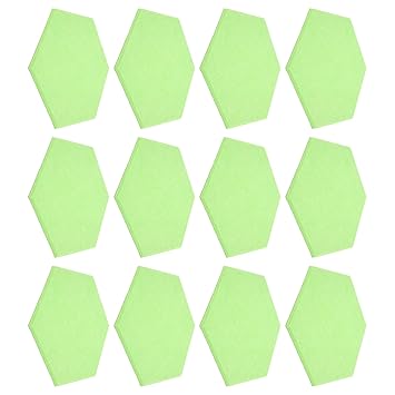 Hex Acoustic Panels, Flame Retardant 12Pcs Sound Absorption Board Noise Reduction Polyester Fiber for Home Offices for Recording Studios(Green)