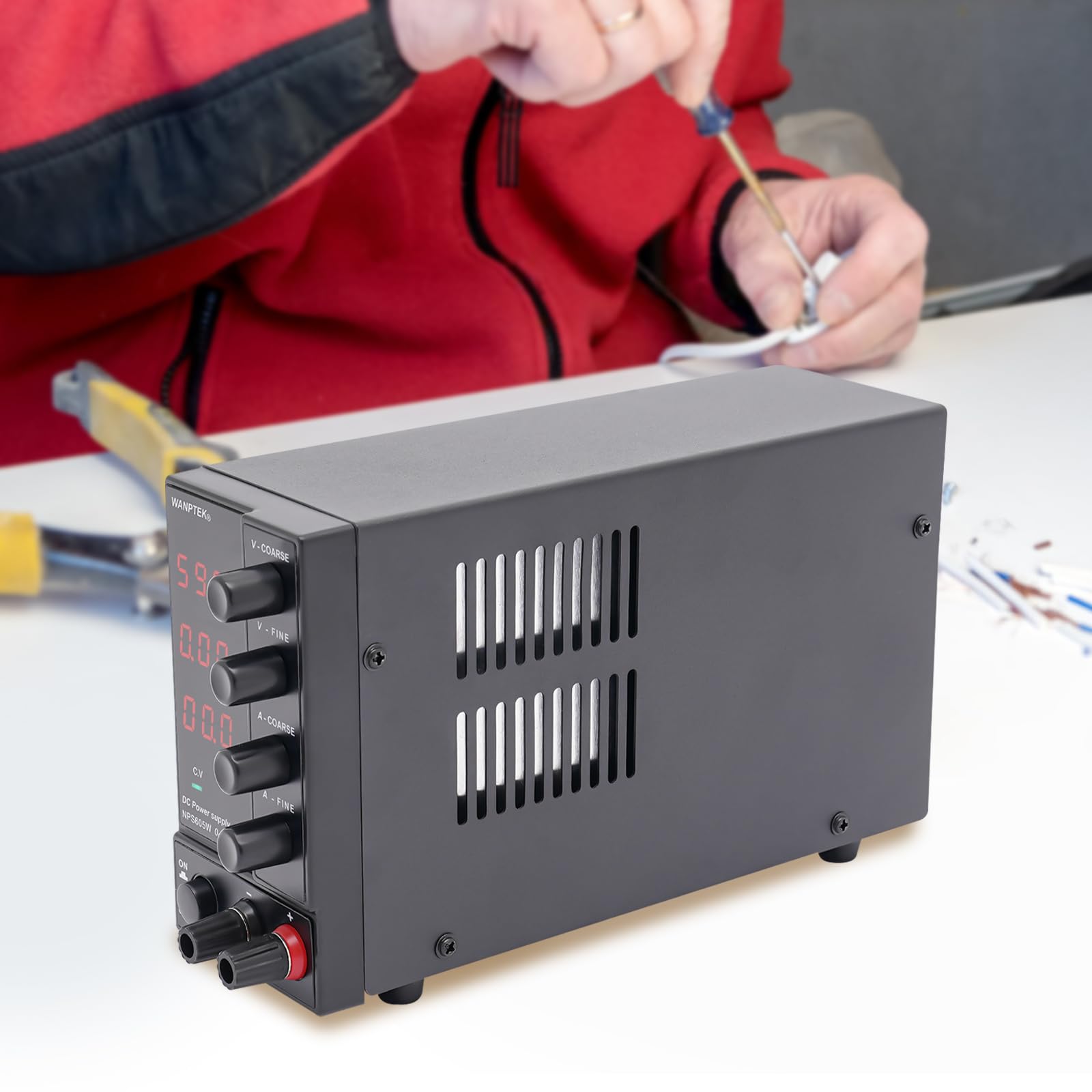 Zasilacz sieciowy DC 0-60 V, regulowany wskaźnik LED z precyzyjnym urządzeniem, automatyczne przełączanie C.V. C.C. do warsztatu domowego, laboratorium, test akumulatora, wydajne zasilanie
