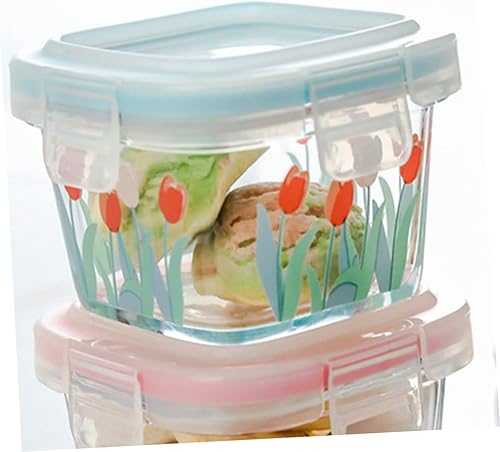 Miniatura 3 de HOMSFOU Caja de vidrio sellado, contenedores de alimentos con tapas, recipientes de vidrio para alimentos, contenedor de vidrio para aperitivos,