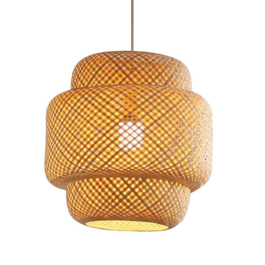 CSSYKV Bamboo 3 in 1 Lighting Fixtures Boho Bamboo Wicker Pendant Light Boho Antique Lantern Dining Room Light One-Light Adjustable E26 Light Fixture for Kitchen Island Teahouse Bedroom Restaurant