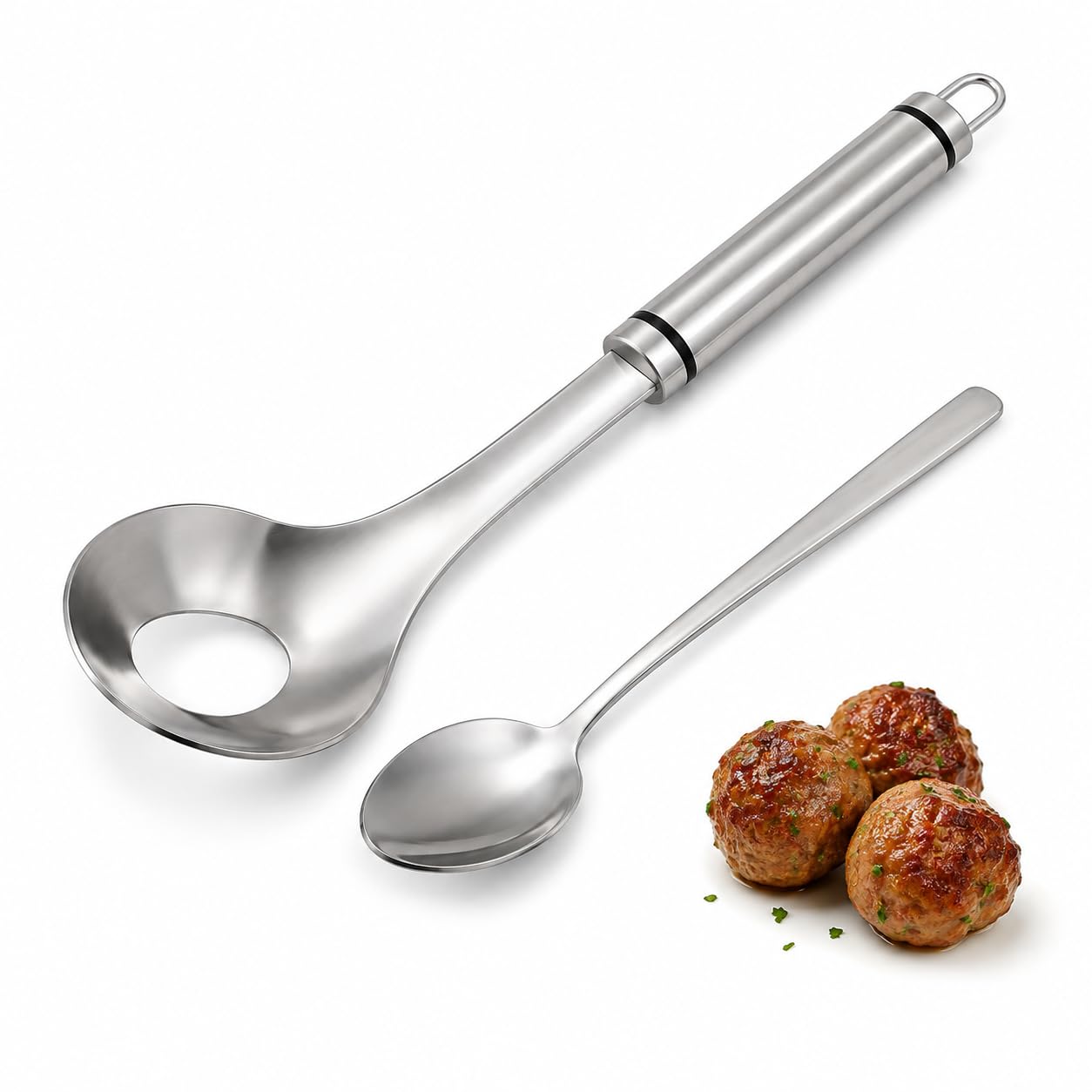 304 Stainless Steel Meatball Maker Spoon Set with Small Scoop, 2 Pieces