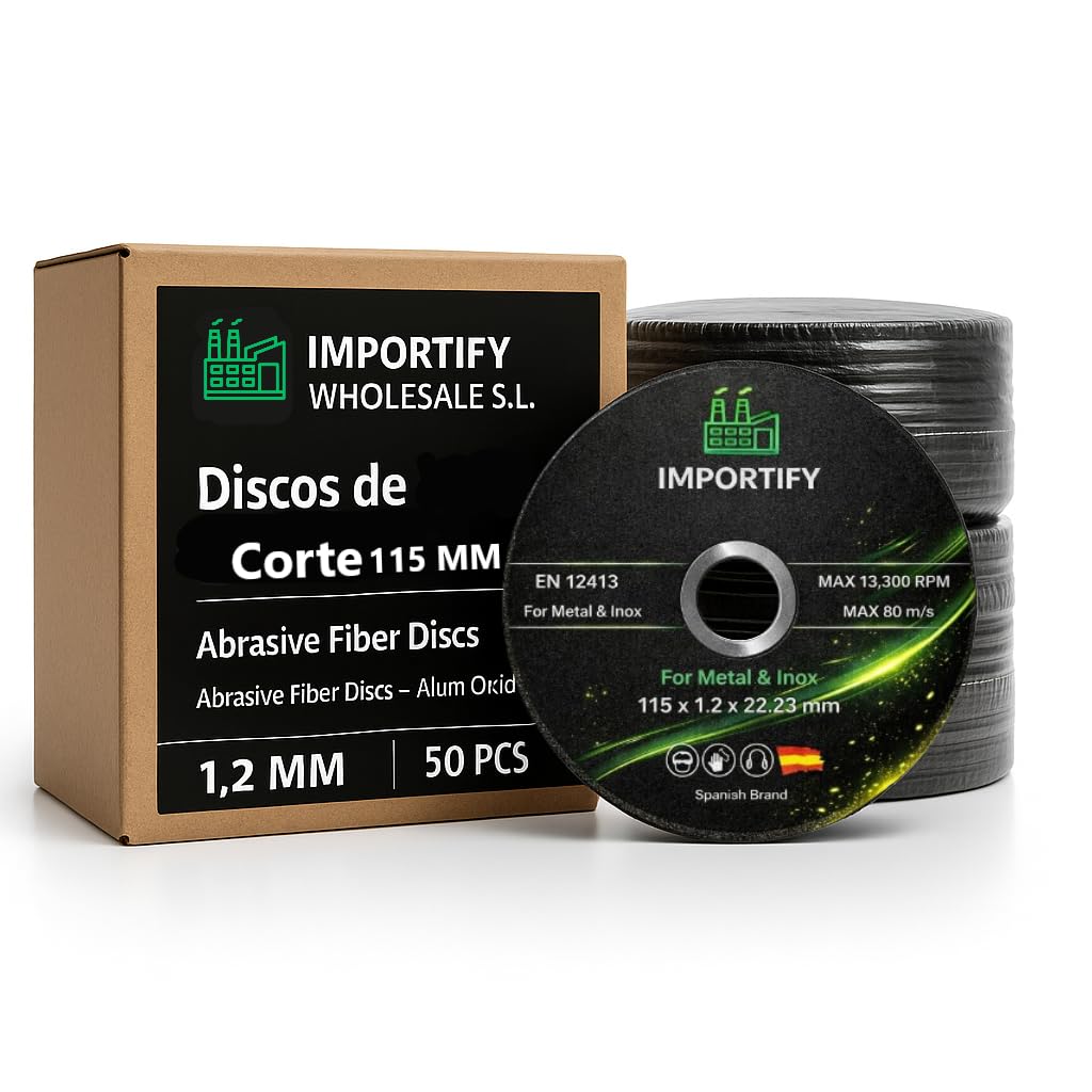 Discos de Corte para Amoladora Angular 115 mm Metal Acero Inox 1,2 mm Pack 50 Unidades