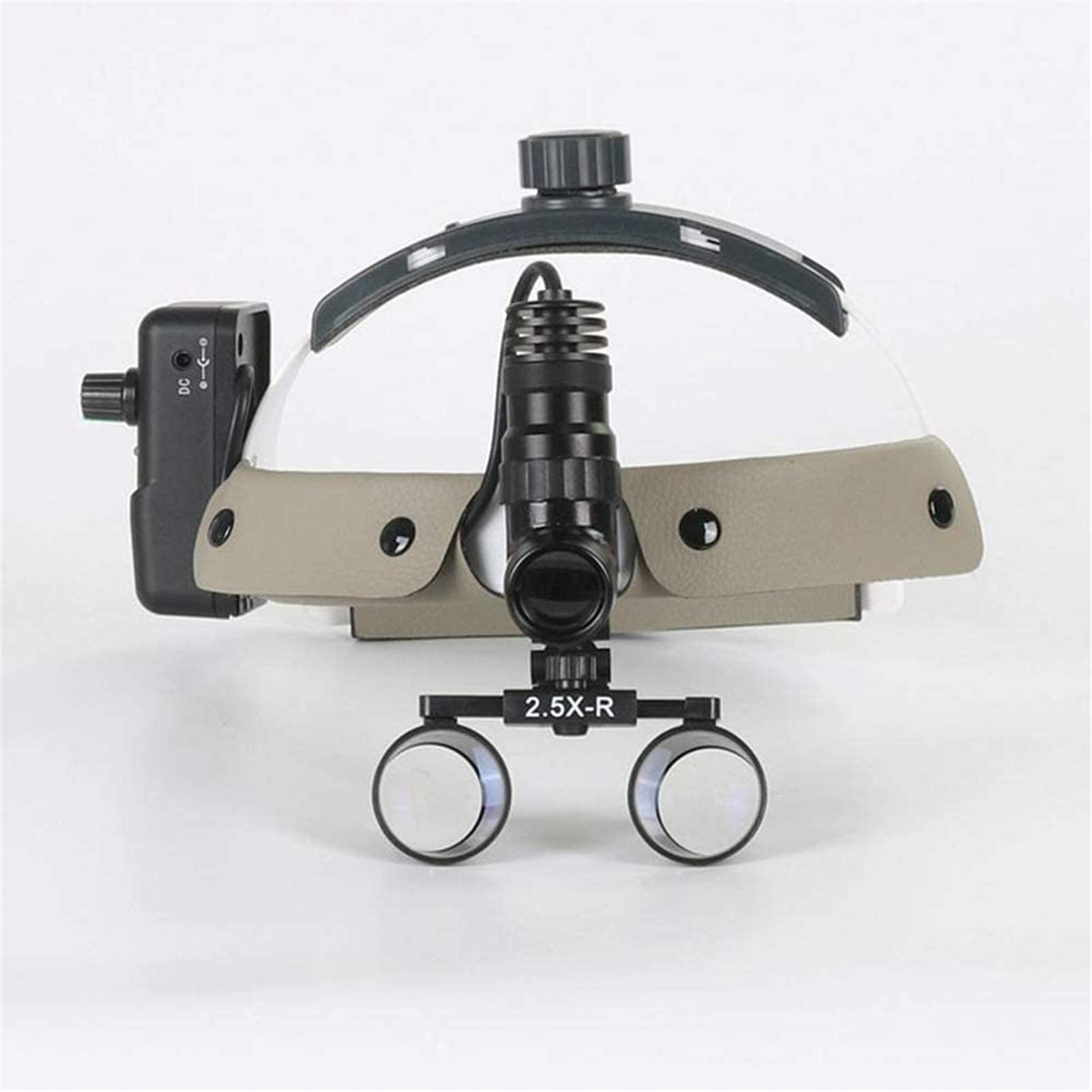 Loupe Serre-Tête, Loupe Numérique Portative, Loupes Binoculaires Dentaires, Lampe Frontale Chirurgicale 5 W, 2,5 X 420 Mm, Serre-Tête en Cuir, Loupe Médicale avec Lumière