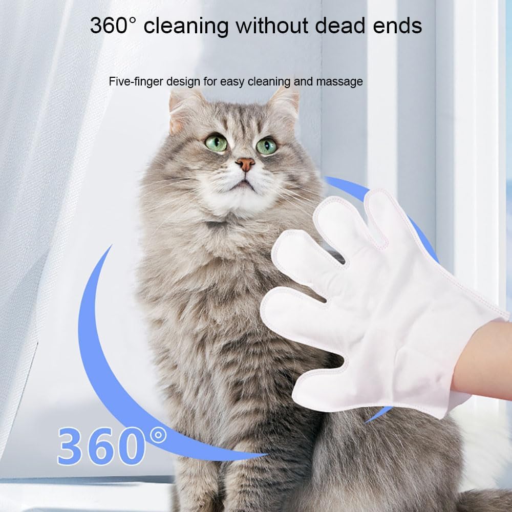 Dog Cleaning Gloves, Pet Hair Remover Gloves, Cats Cleaning Gloves for Daily Care and Traveling, Pet Disposable Cleansing Wipes SPA Cleaning Gloves