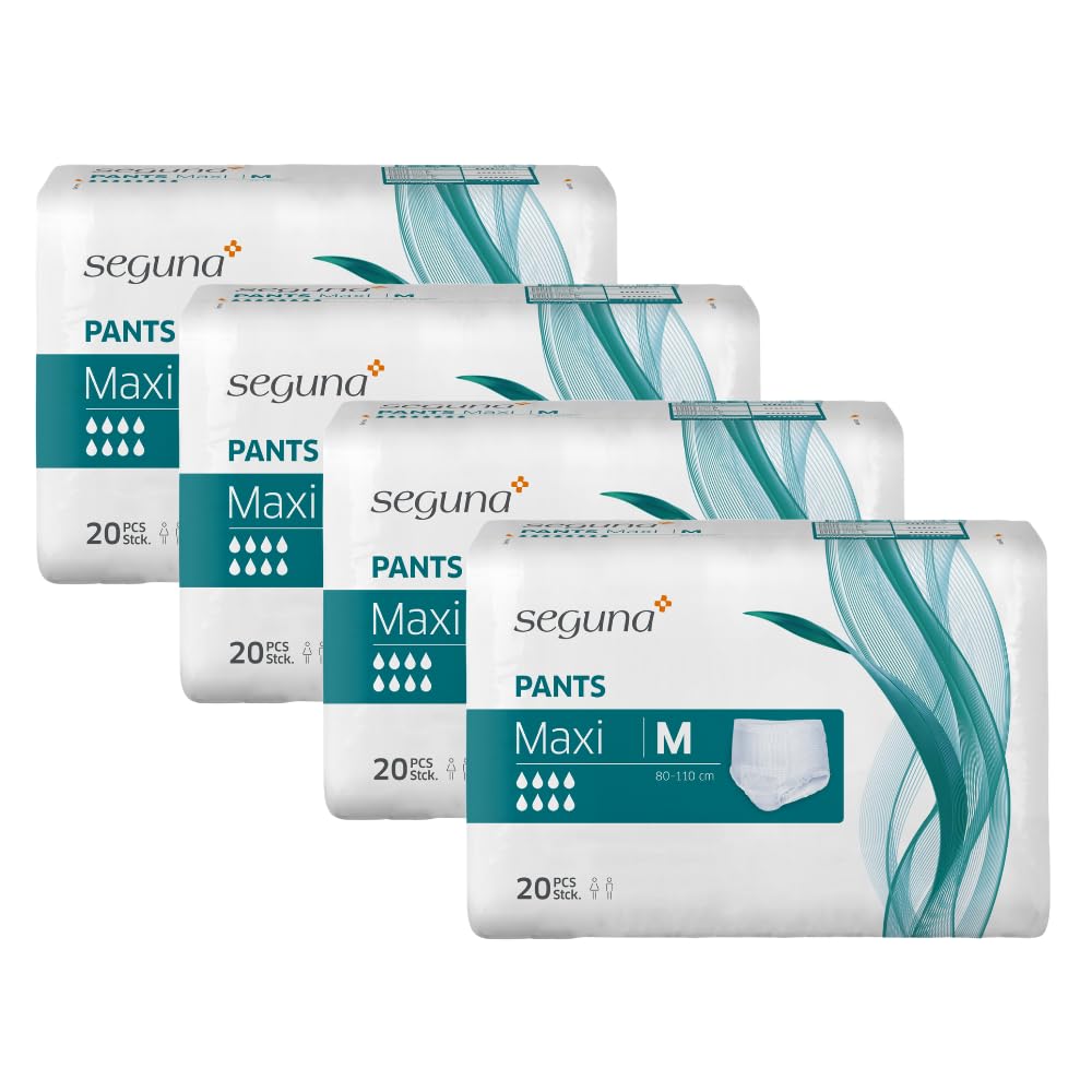 SEGUNA Pants Maxi, Inkontinenz Pants, Windelhosen für Erwachsene, Frauen, Männer, Inkontinenzhosen bei Blasenschwäche (M (Sparpaket 4 x 20 Stück))