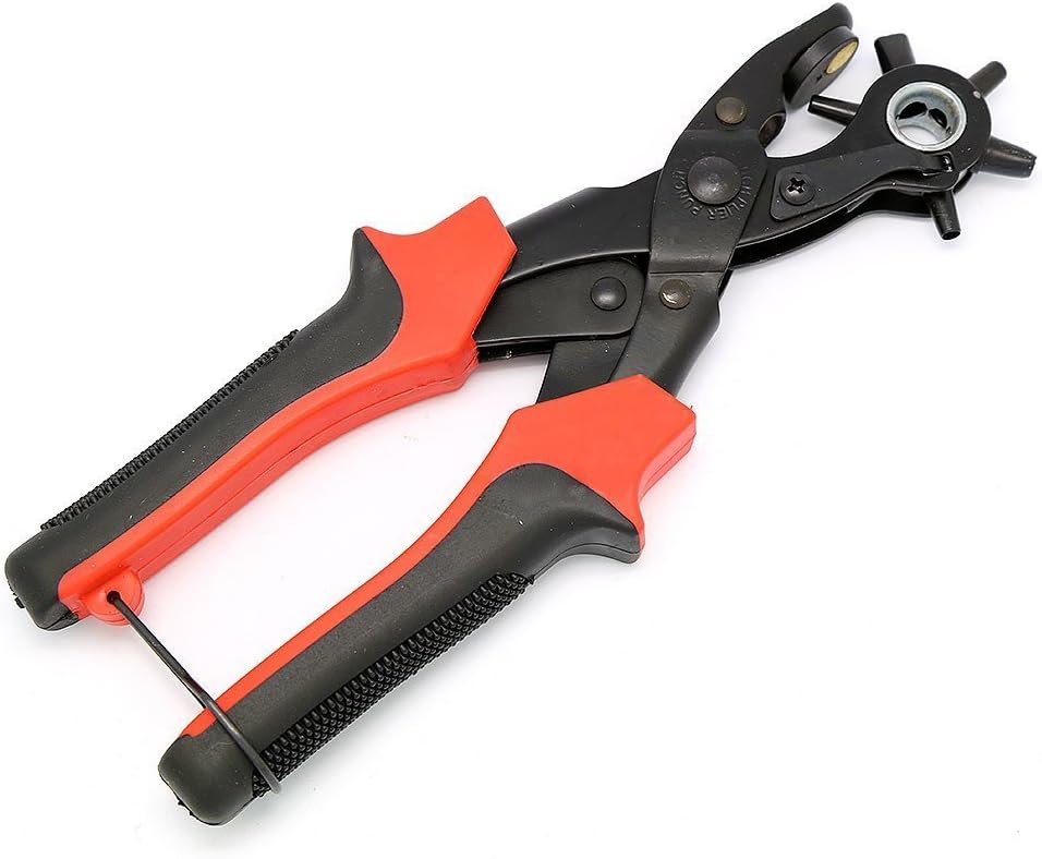 Oalas Leather Belt Hole Punch Plier 6 Size Head revolves for DIY Hand Made