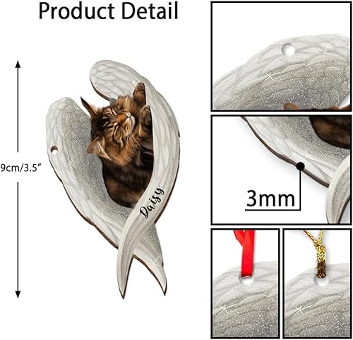 Miniatura 3 de Adorno conmemorativo personalizado de gato Maine Coon  Adorno conmemorativo personalizado para mascotas, adorno de memoria de gato, alas de ángel