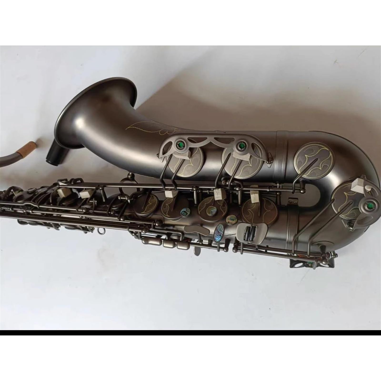 Saksofon Grawerowanie Klawiszy Saksofonu Tenorowego, Matowy Czarny Profesjonalny Instrument Muzyczny Saksofon Tenorowy (Color : Leather bag)