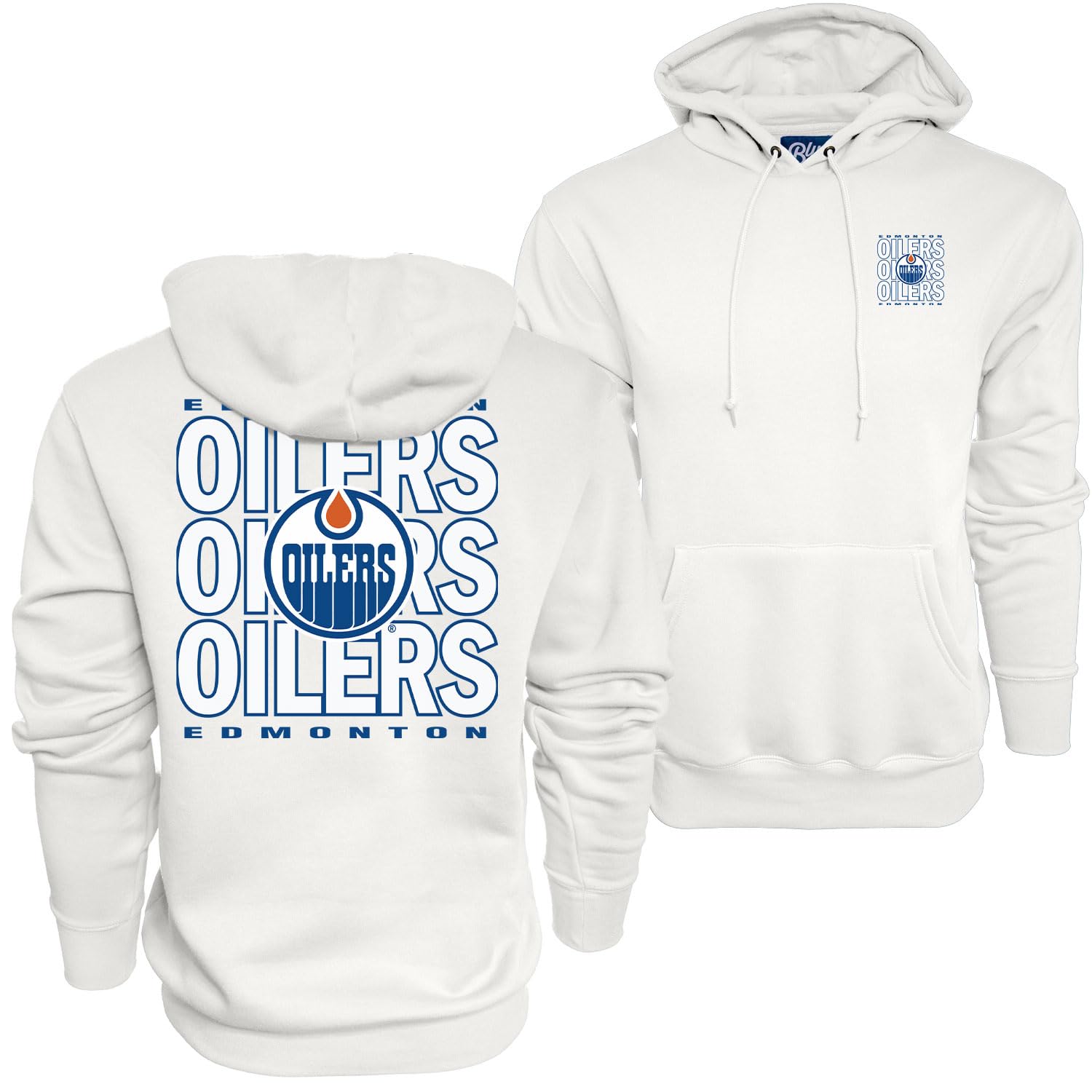 Blue 84 NHL Officially Licensed Hooded Sweatshirt Front/Back Curl White