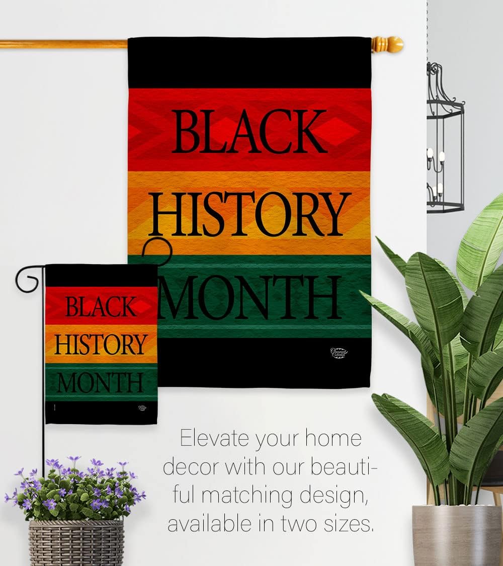 Black History Month Afro Garden Flag Set with Stand Support Cause BLM Anti Racism Justice Revolution Movement Equality Social House Banner Small Yard Gift Double-Sided, Made In USA