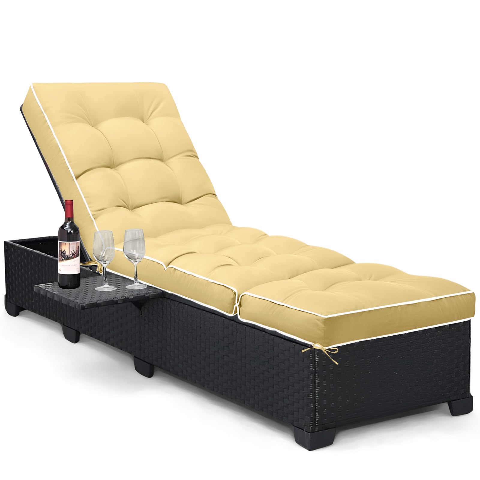 Photo 1 of Tycdiose Outdoor Chaise Lounge Chair Cushion Khaki 76.4 x 22.8 x 4.7 Inches