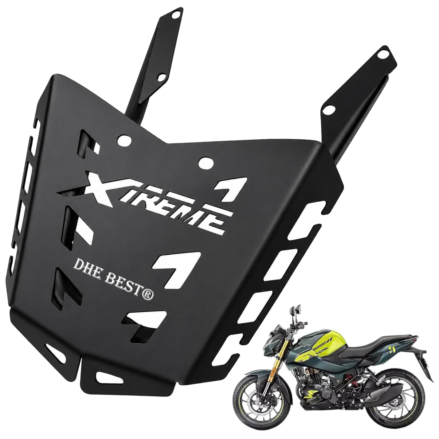 Dhe Best Motorcycle Luggage Rear Rack Bike Top Carrier Heavy Duty Laser Cut Metal Design Strong Cargo Support for Touring Adventure Long Ride for Xtreme 160R 4V-image-2