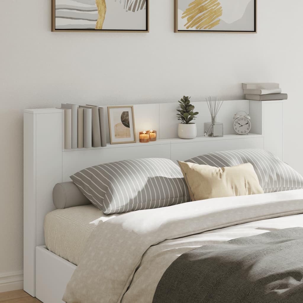 INLIFE Cabecero con caja LED blanca 180 x 16,5 x 103,5 cm muebles, camas y accesorios (27,4 kg)