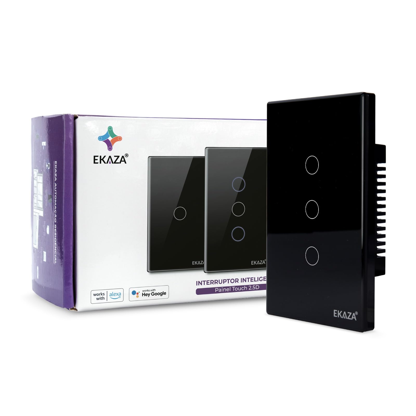 EKAZA Interruptor Inteligente, Touch,borda 2.5 D, Wifi+BLE, 3