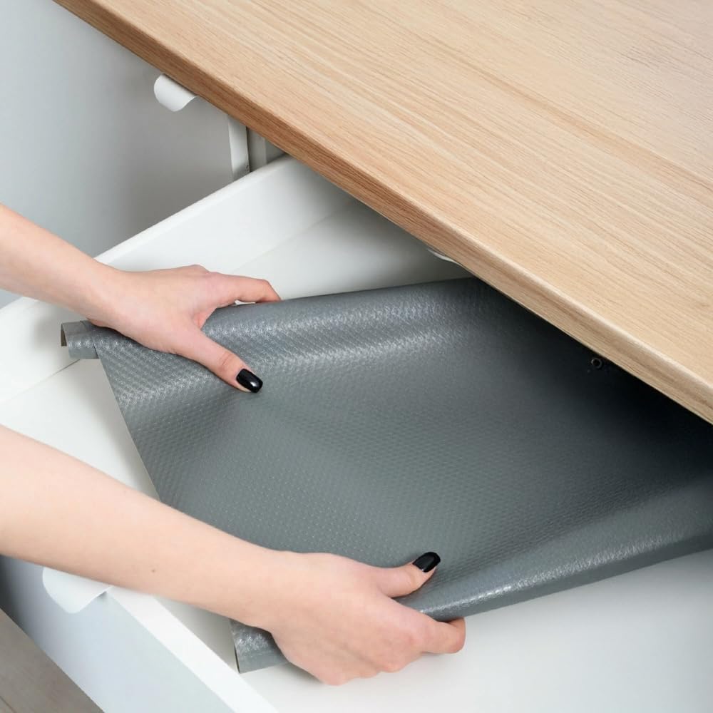 ZOLTA rutschfeste Schutzmatte 300x50 cm PVC Schubladenmatte Regaleinlage Küchenschrank Unterlage wasserfest zuschneidbar Anti-Rutsch Matte für die Schublade für Küche Bad Büro Garage Grau Küche, Haushalt & Wohnen