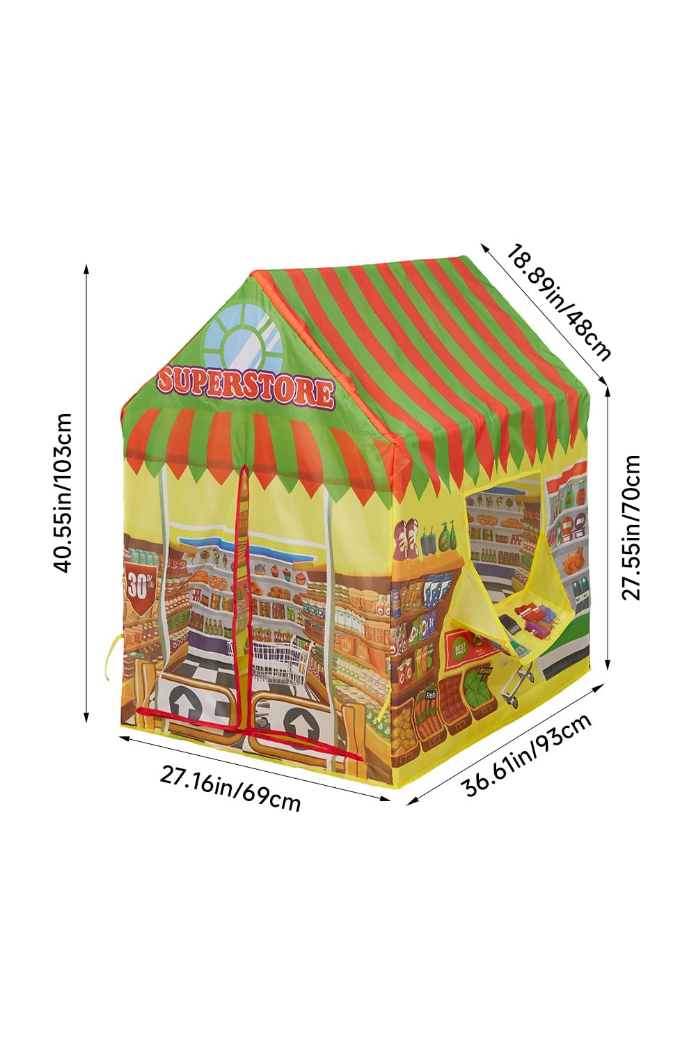 Warmiehomy Supermarket Play Tents for Kids Boys Girls Tent Indoor Foldable Portable Pop up Tents for Kids Playhouse Children's Tent with Cashier's Window for Children Toddler Outdoor Play Equipment - Image 3