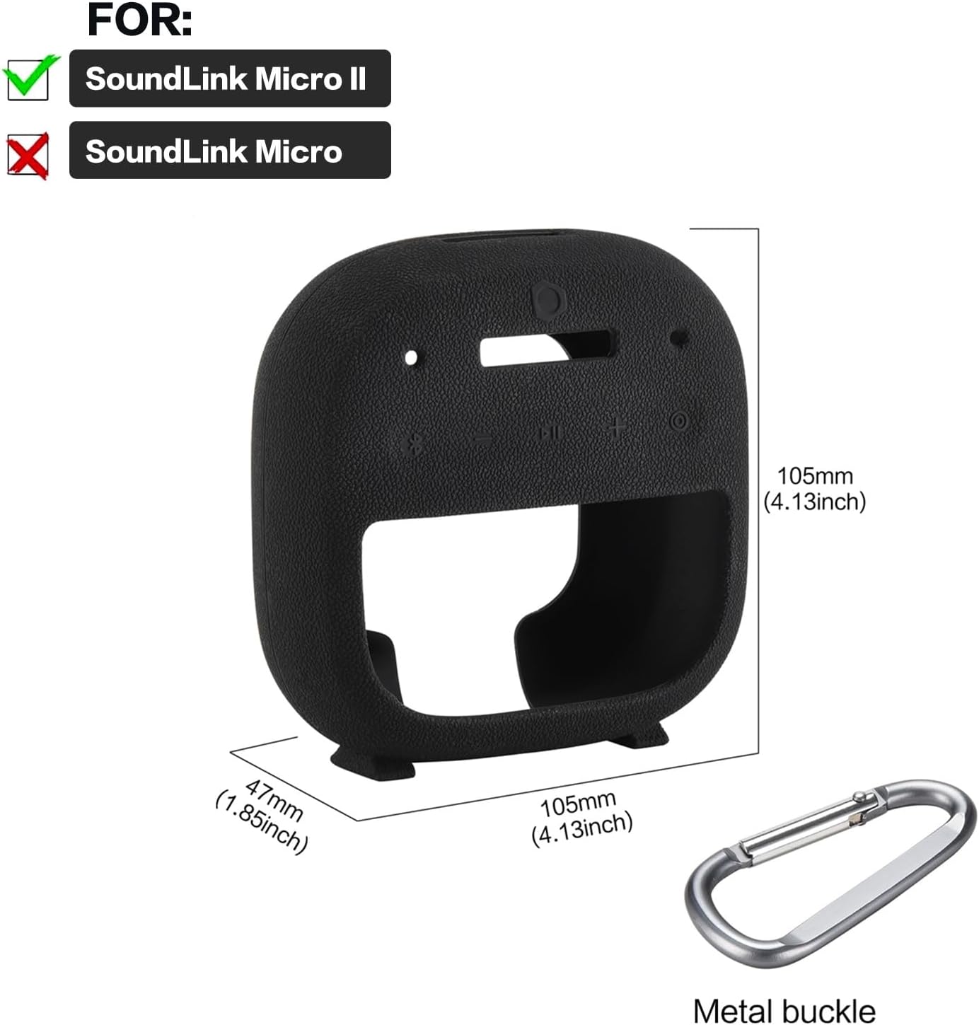 Travel Carrying Silicone Case for Bose SoundLink Micro 2 Portable Bluetooth Speaker,Protective Silicone Cover for Bose SoundLink Micro 2 Speaker (Black) - Image 2