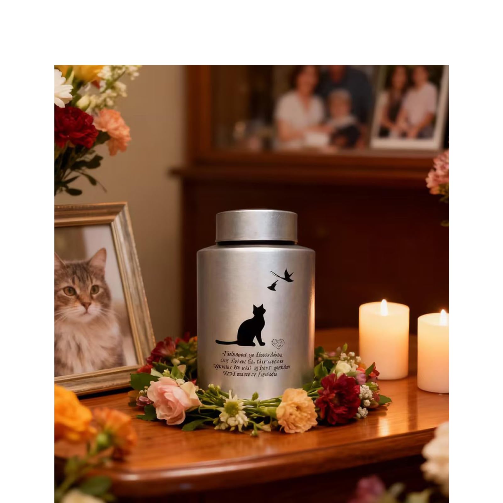 Pet Cremation Urns for Cats Ashes, Up to 60 lbs Cat Memorial Keepsake Urns for Ashes-Medium (Gray)