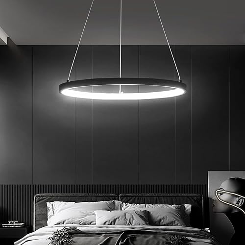 Candelabro LED moderno, 1 anillo grande para techos altos, sala de estar, vestíbulo, lámparas colgantes ajustables de 79 pulgadas para comedor, sala disponible en Yaxa Peru