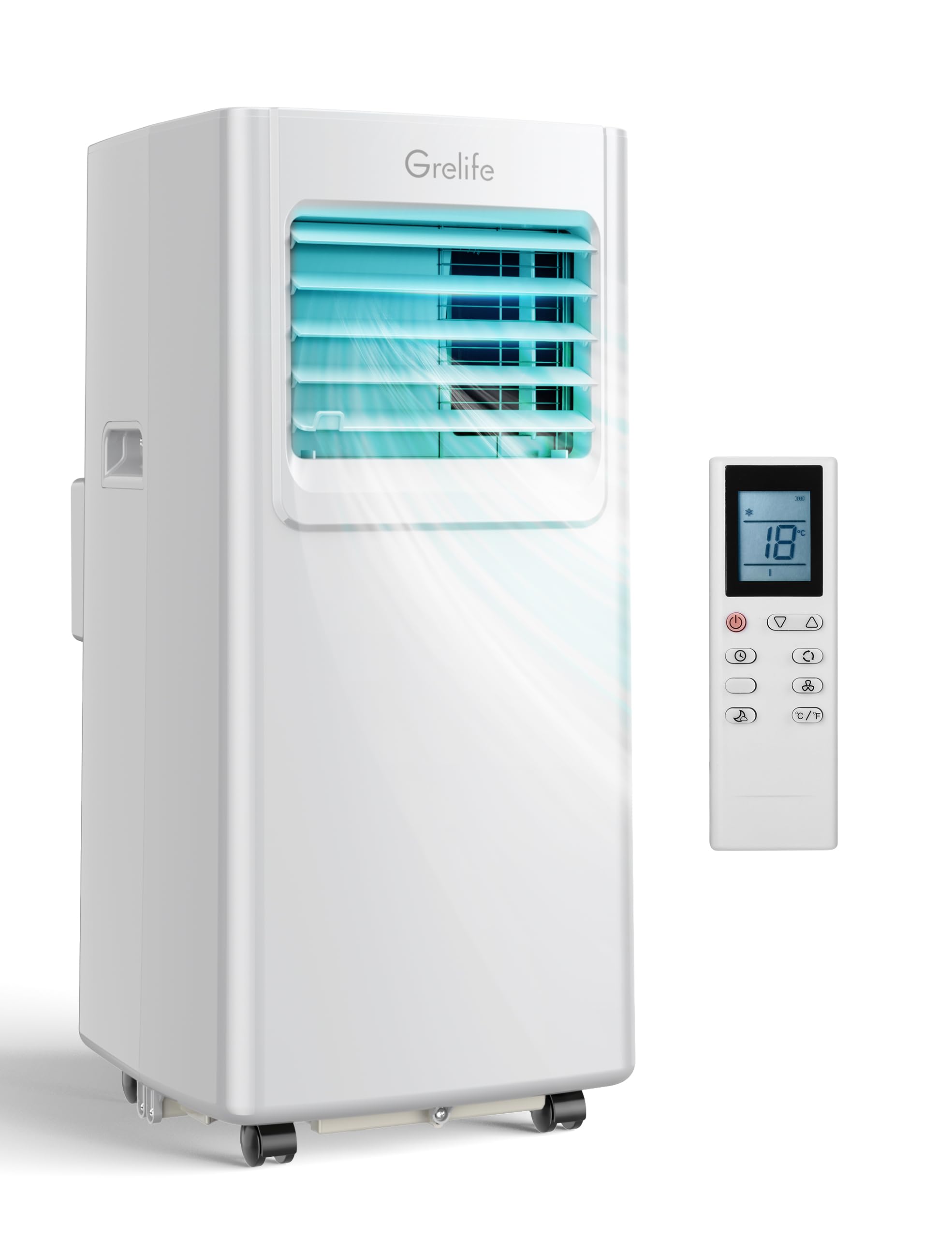 Grelife Portable Air Conditioners Cools Up to 350 Sq.Ft,4-in-1 Energy Portable AC Unit,Smart Control,48dB Quiet,24H Timer for Office, Bedroom Cooler