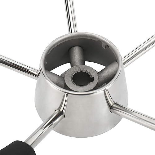 Miniatura 5 de NovelBee Volante de acero inoxidable de 11-1/2 pulgadas con 5 radios para barco de destructor marino con espuma de poliuretano negra (con perilla)