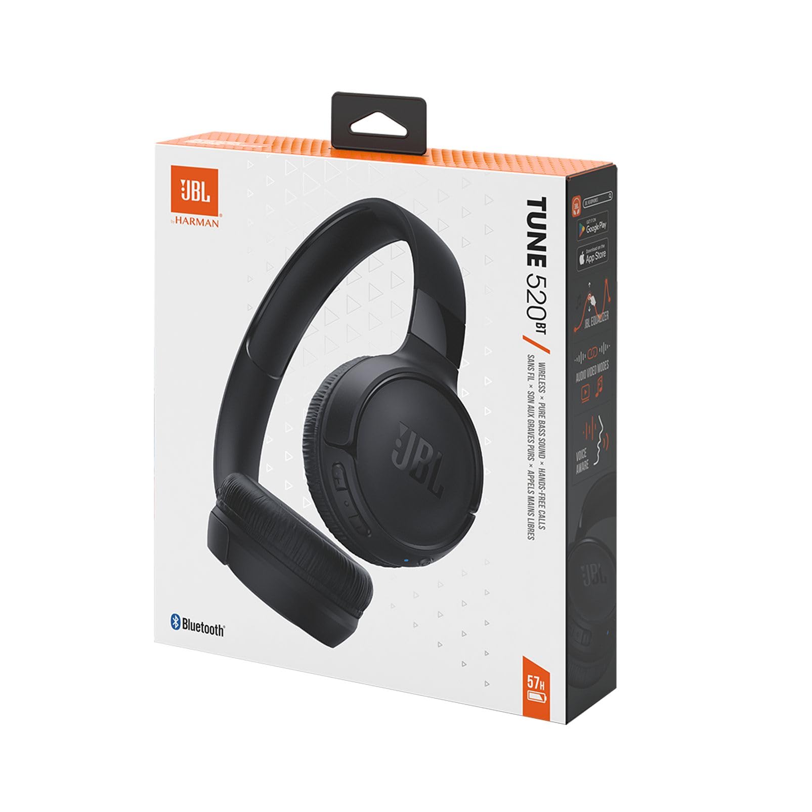 JBL Tune 520 BT Cuffie On-Ear Bluetooth Wireless, Pieghevoli e Leggere, Microfono e Comandi su Padiglione con Voice Aware, JBL Pure Bass, Connessione Multipoint, fino a 57 ore di Autonomia, Nero