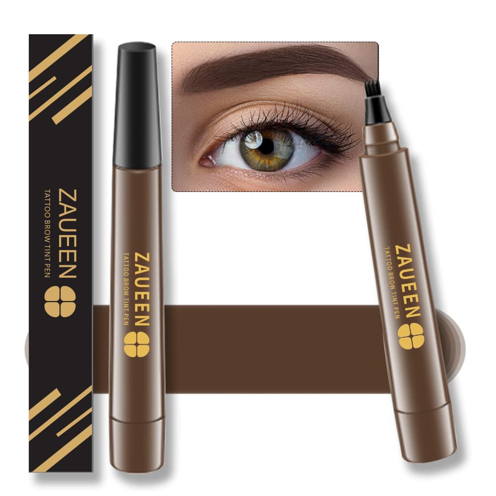 Tattoo Eyebrow Pen, Microblading Fork Tip Brow Pencil, Waterproof, Smudge-Proof, 48 Hours Long Lasting, Natural Looking (BRUNETTE)
