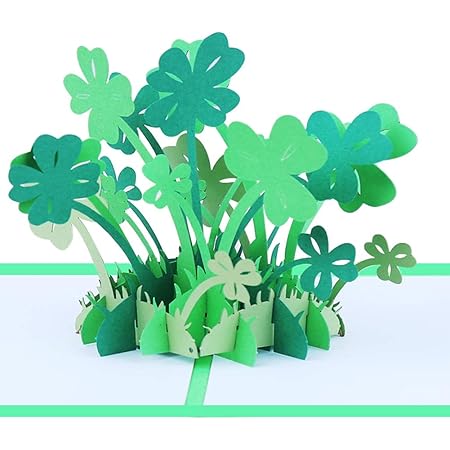 Amazon Mudor 誕生日 グリーティングカード 四つ葉のクローバー クローバー デザインの3dポップアップカード 誕生日 記念日 祝福 挨拶に適しています 挨拶状封筒 文房具 オフィス用品