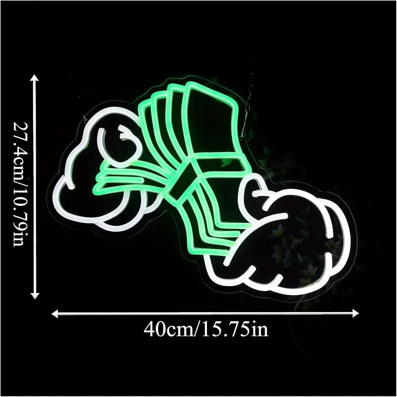 Segno di luce al neon Insegna al neon con scritta "Denaro" per bar, sala giochi, negozio, decorazioni per compleanni, 40x27,4 cm