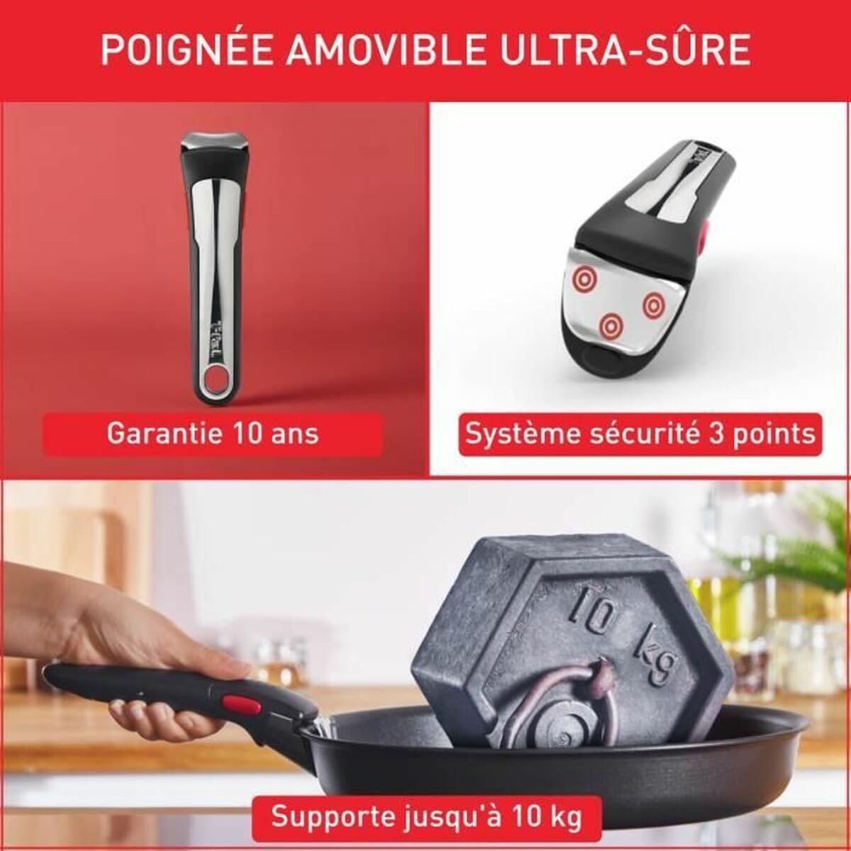 Tefal Ingenio Zestaw 6 sztuk, Patelnia, Wok + pokrywa szklana 26 cm, Cocotte + pokrywa z odlewu aluminiowego 20 cm, wyjmowany uchwyt Ingenio, indukcja, odlew aluminiowy, Inspiracja L867S604